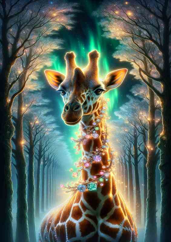 Glimmering Giraffe Aura enveloped in a fantasy aura | Poster