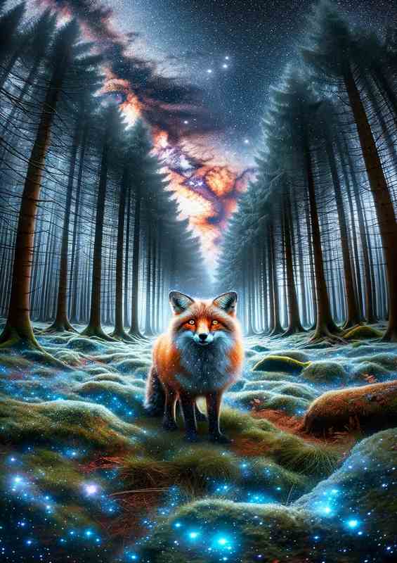 Interstellar Fox Among Starry Trees | Poster