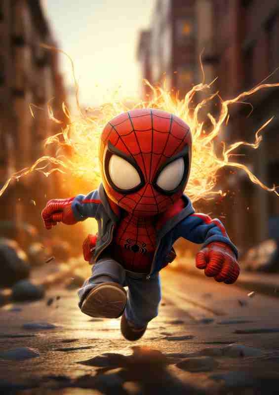 Spider man running on the streets | Di-Bond