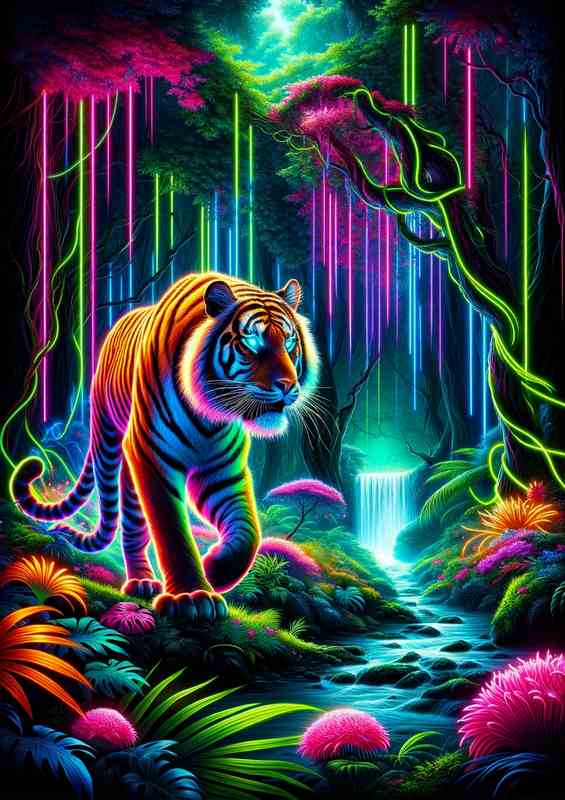 Neon Jungle Majesty Metal Poster