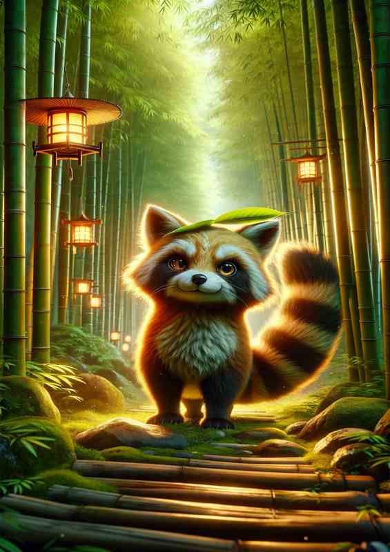 Serene Tanuki Forest Japanese raccoon dog | Canvas