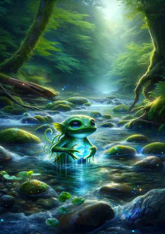 Shimmering Kappa Waters creature from Japanese folklore | Metal Poster