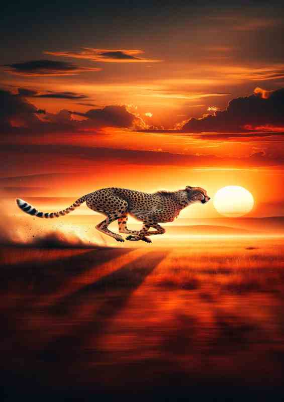 Sunset Mirage Cheetahs Savanna Sprint | Poster