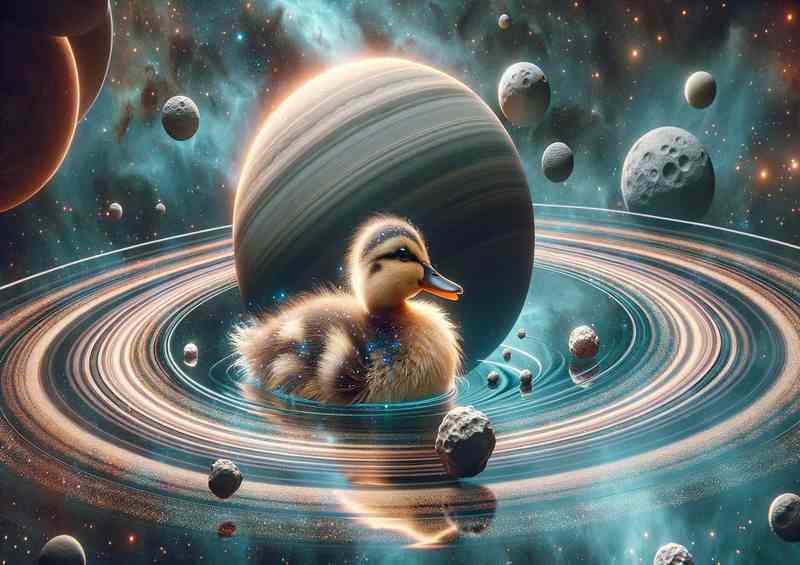 Galactic Duckling Swimming in a Planets Rings | Canvas