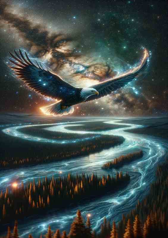 Eagle in Cosmic River Poster