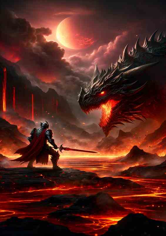 Ancient Protector Mythic Beast Showdown & Black Dragon Metal Poster