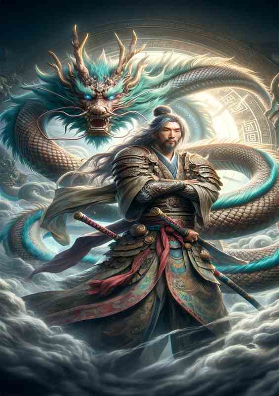 Ancient Warrior with Mythical Dragon Spirit | Di-Bond