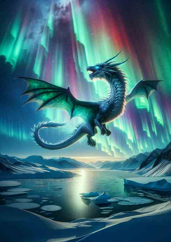 Aurora Dragons Ascend to Aurora Borealis Poster