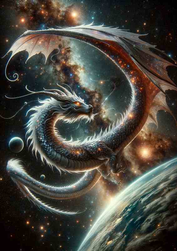 Celestial Dragon Scale Metal Poster