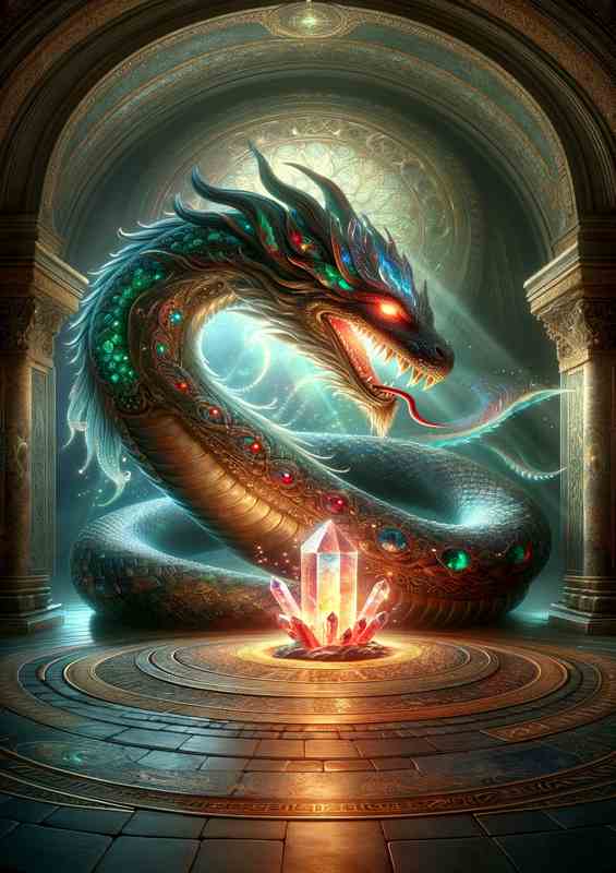 Ethereal Serpent Protector of Crystal Treasure | Canvas