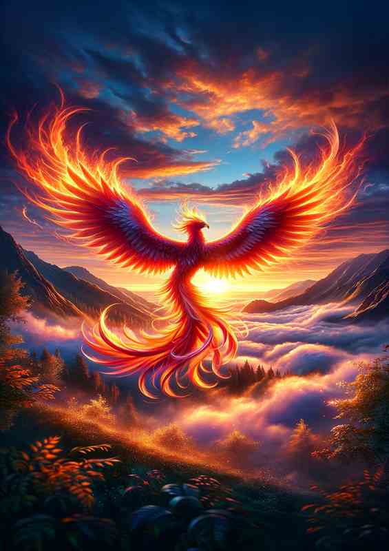 Majestic Phoenix Dawn The mythical birds feathers | Poster
