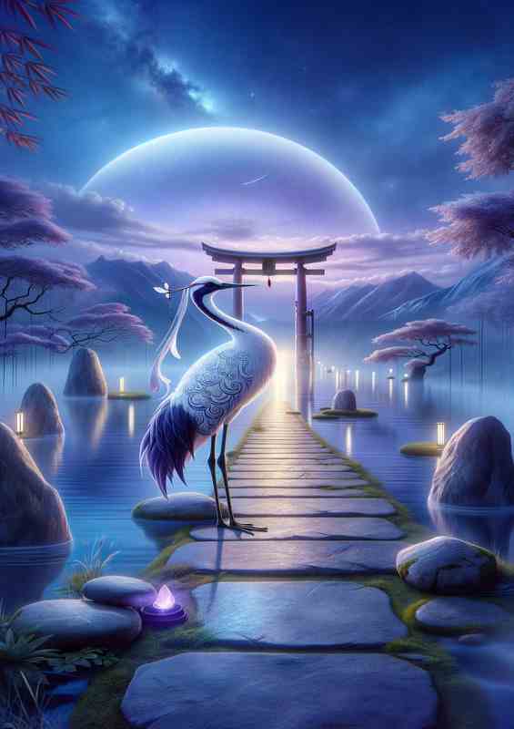 Serene Crane Spirit - Zen Garden Metal Poster