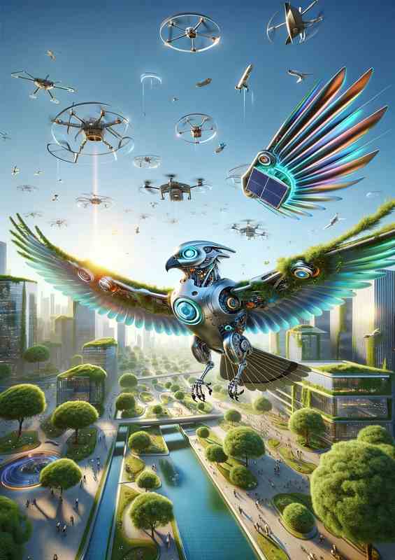 Technological Avian Ally Skyward Companion of Tomorrow | Di-Bond