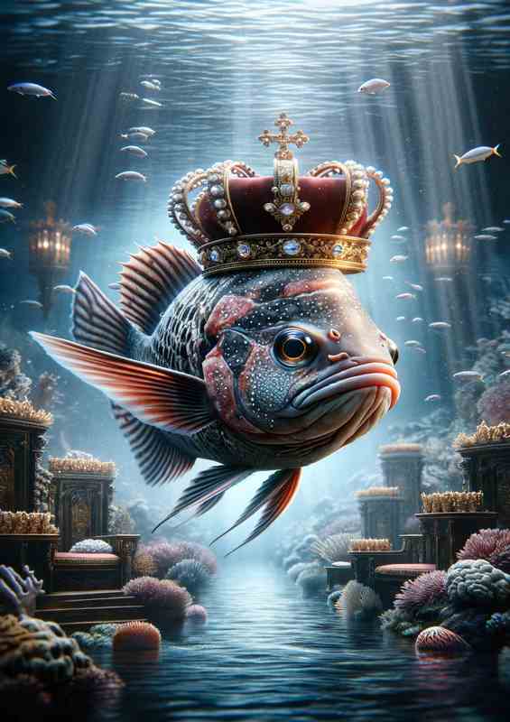 Aristocratic Fish Monarch in Royal Crown | Canvas