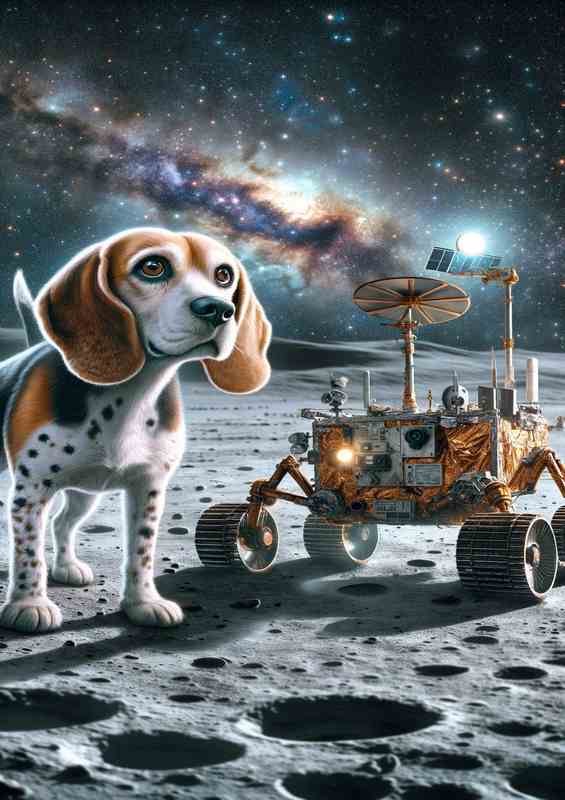 Astronomical Beagle Discovering a Moon Rover | Canvas