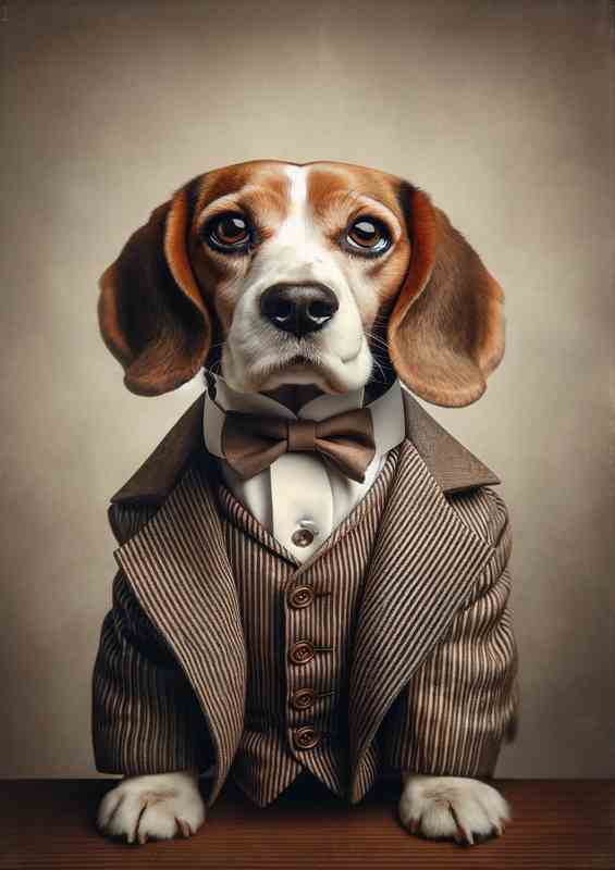 Beagle in Victorian Gentleman Outfit | Canvas