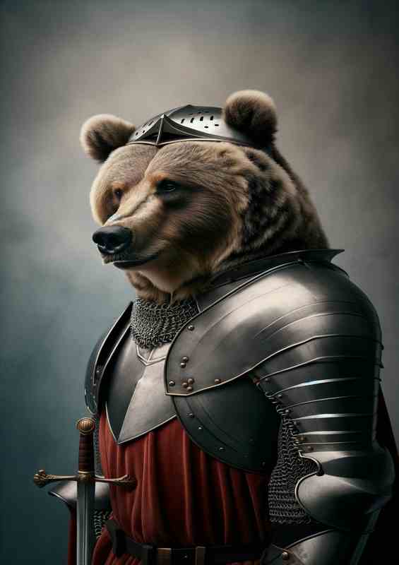 Bear in Medieval Knight Attire | Poster