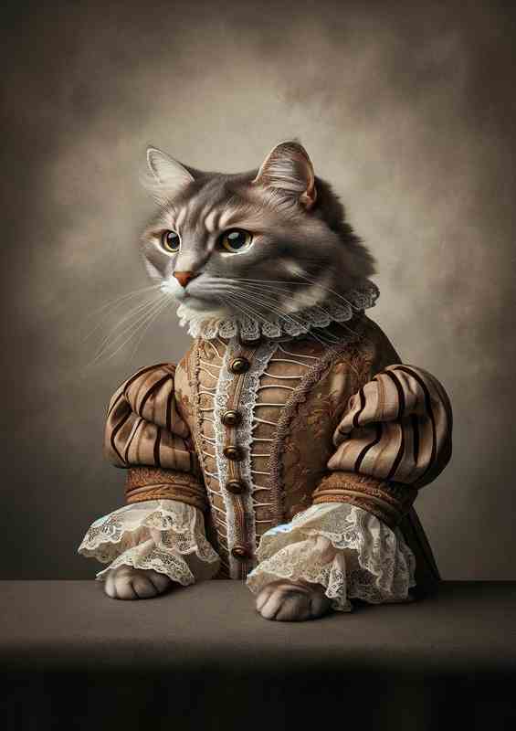 Cat Noble in Georgian Attire | Metal Poster