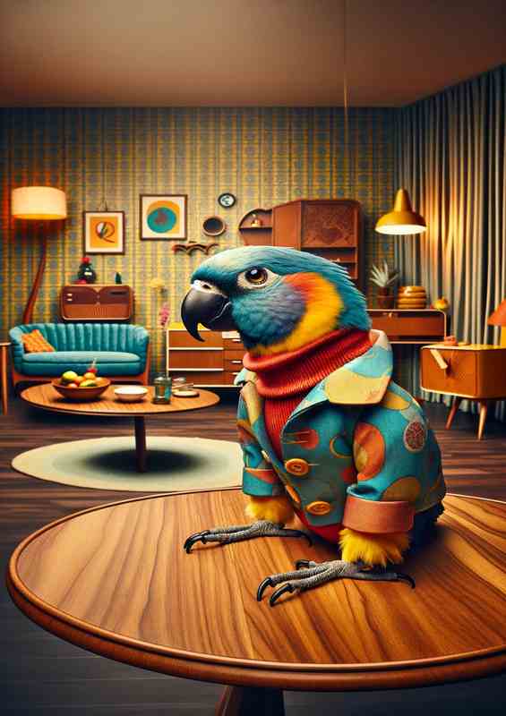 Charming Parrot Model in Retro Photoshoot | Poster
