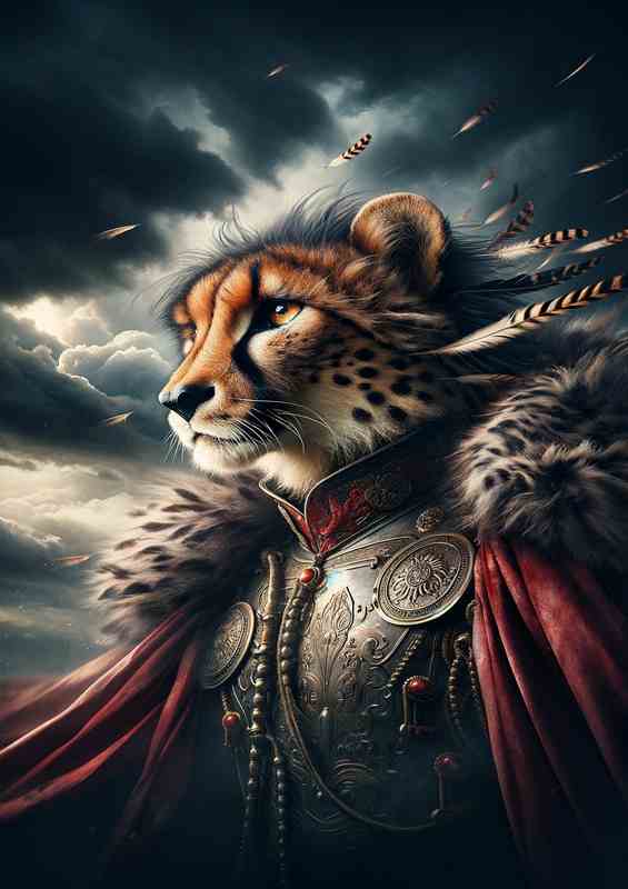 Dramatic Cheetah General in War Regalia - | Poster