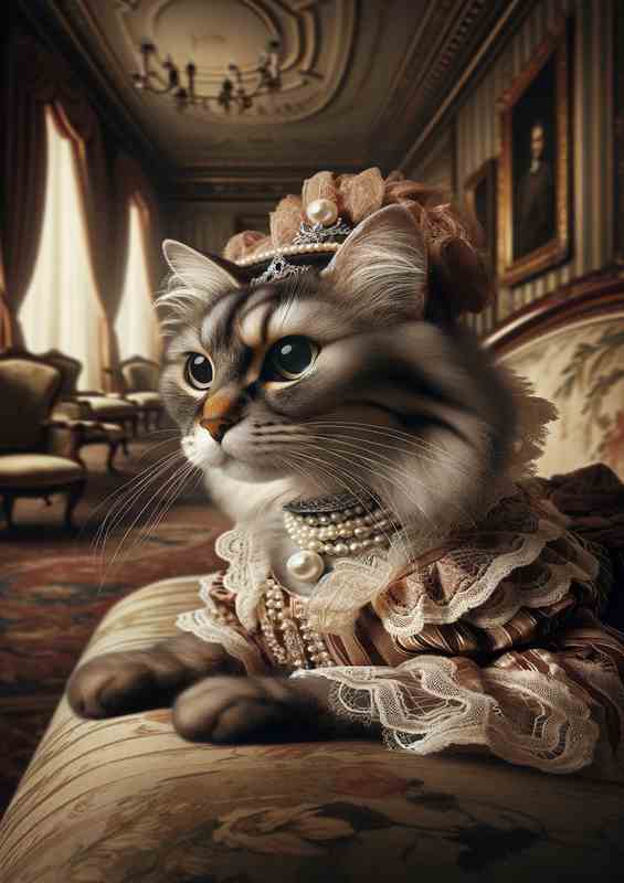 Elegant Cat Duchess in Victorian Dress | Di-Bond