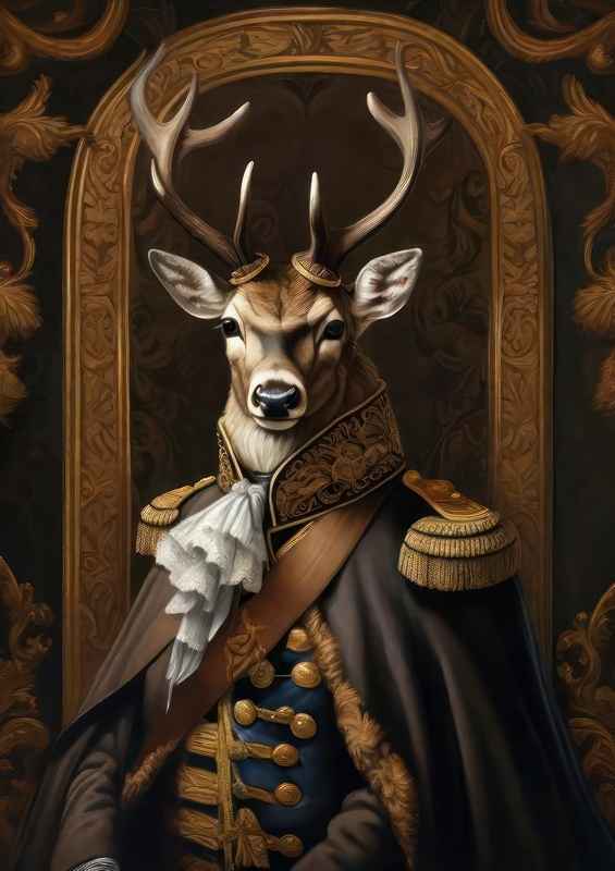 Elegant Deer Aristocrat in Vintage Attire | Poster