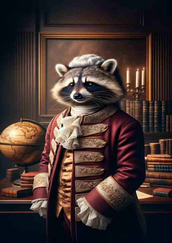 Elegant Raccoon Aristocrat in Vintage Attire | Canvas