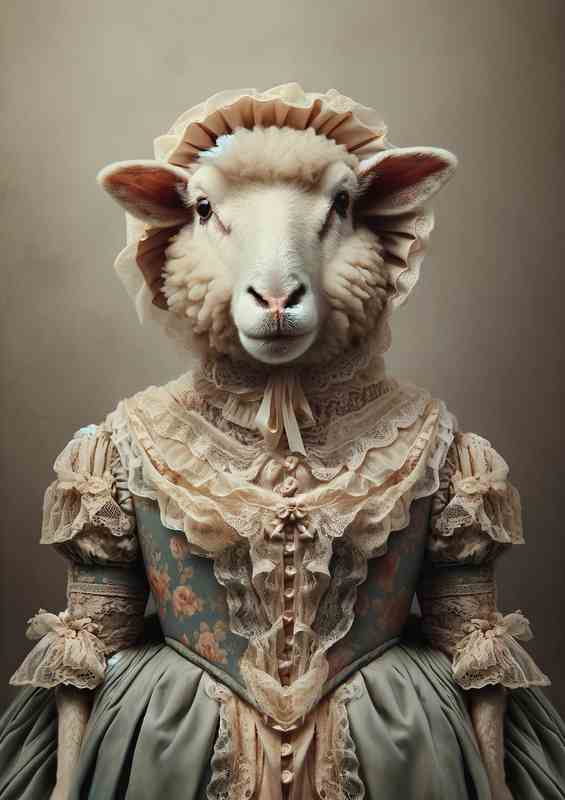Elegant Sheep in Victorian Dress | Canvas