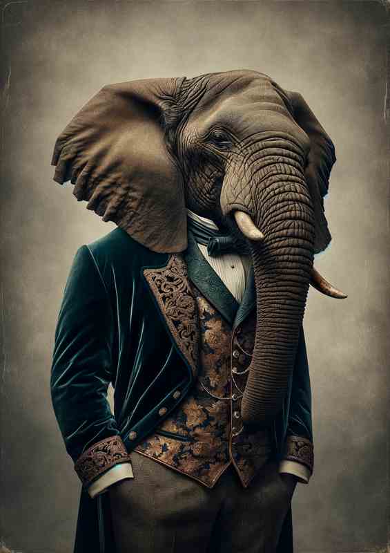 Elephant in Victorian Aristocrat Attire | Di-Bond