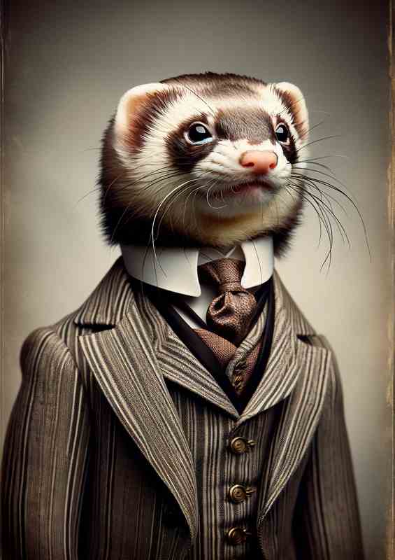 Ferret in Victorian Gentlemans Suit | Poster