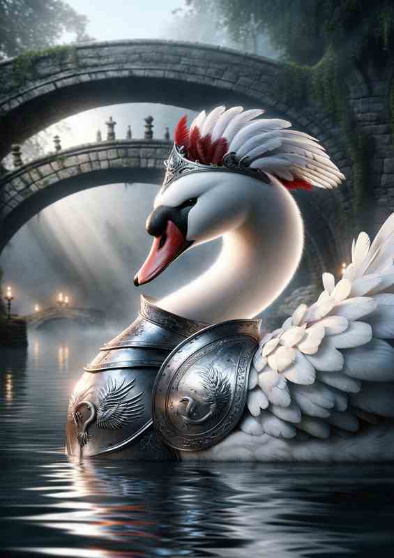 Gallant Swan Knight in Silver Armor | Canvas