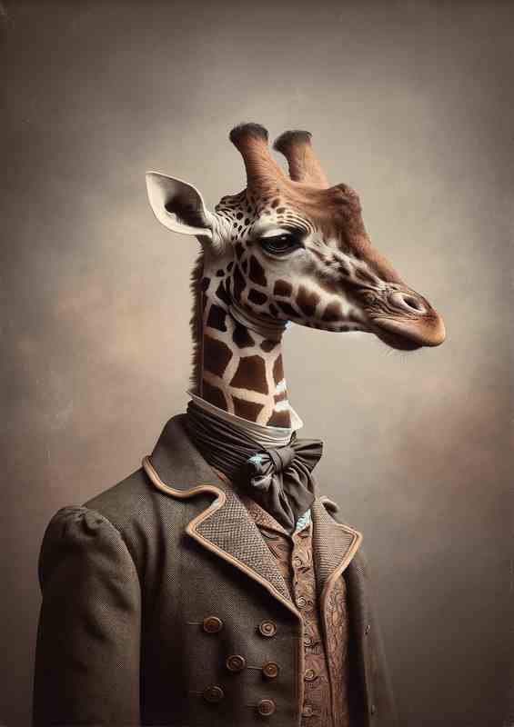 Giraffe in Victorian Elegance | Poster