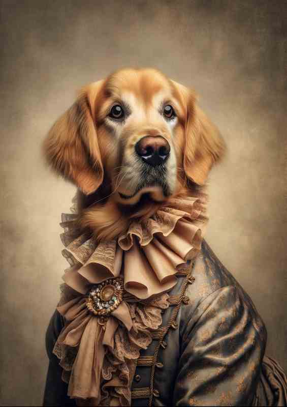 Golden Retriever in Victorian Elegance attire | Canvas