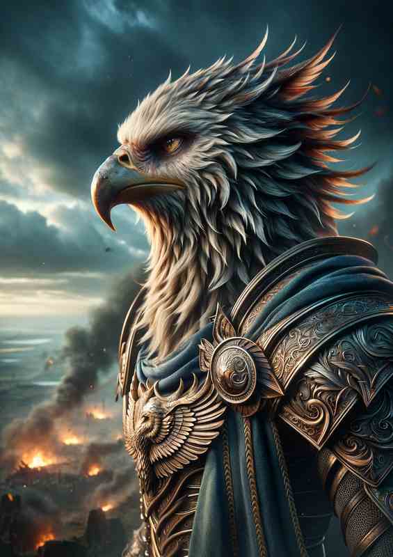 Majestic Griffin Commander in Battle Gear | Canvas