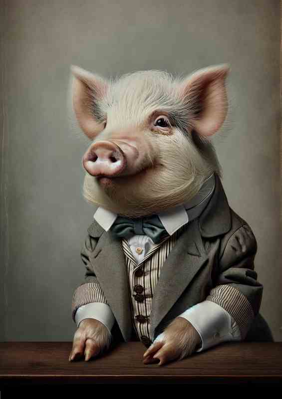 Noble Pig in Victorian Gentleman Attire | Poster