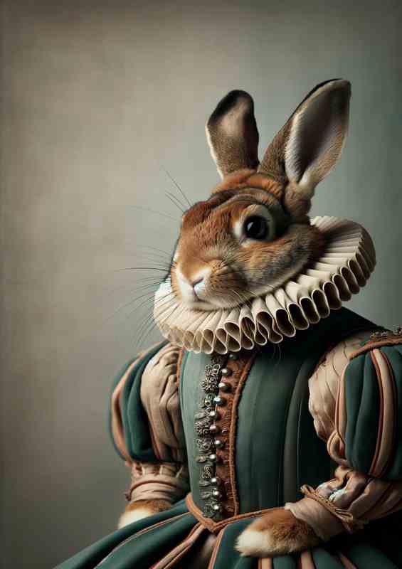 Rabbit Courtier in Elegant Tudor Garments | Canvas