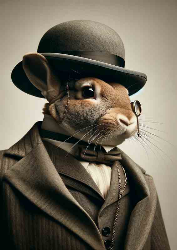 Rabbit Gentleman in Classic Edwardian Attire | Canvas