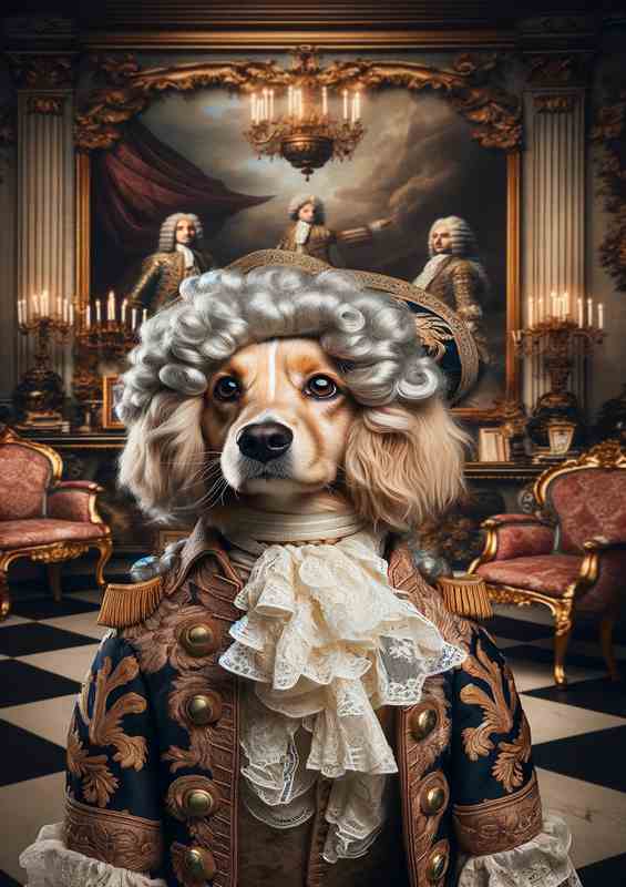 Regal Dog in Baroque Aristocrat Attire | Di-Bond