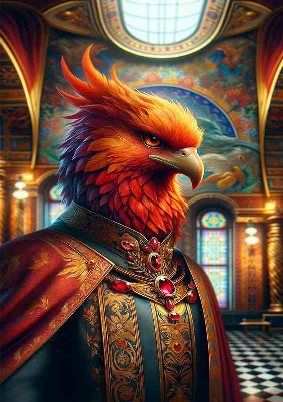 Regal Phoenix Diplomat in Ceremonial Robes | Metal Poster