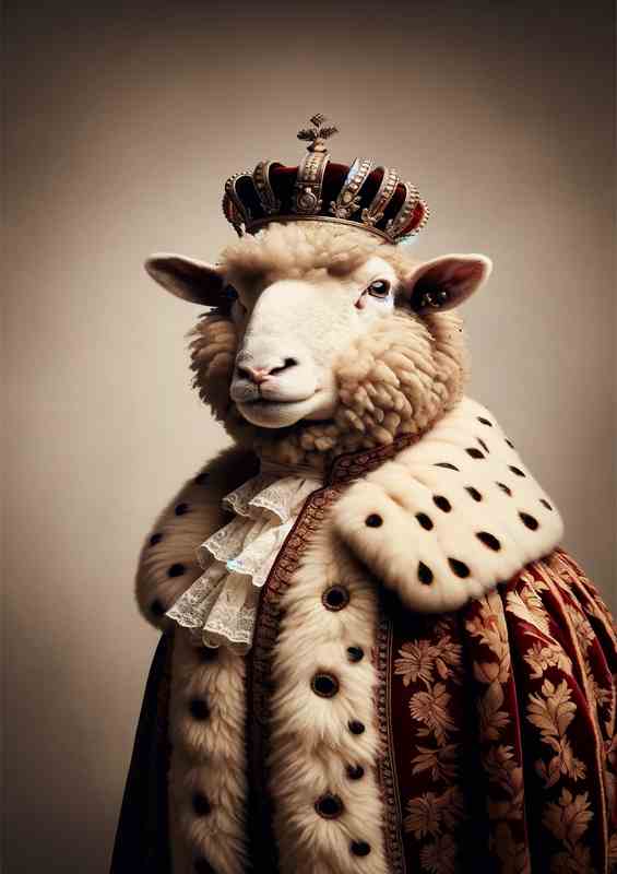 Regal Sheep in Royal Robes | Canvas