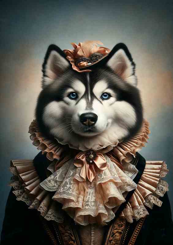 Siberian Husky in Victorian Aristocrat Attire | Poster