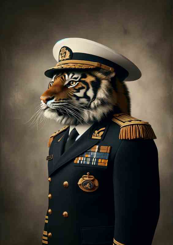 Tiger Admiral in Naval Uniform | Canvas