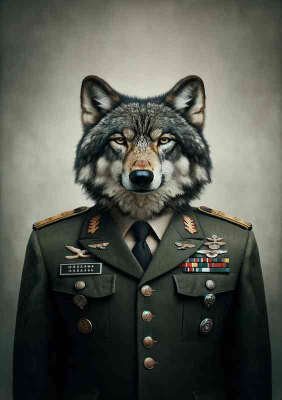 Wolf General in Army Uniform | Canvas