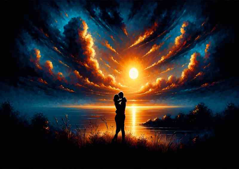 Couple Sunset Silhouette Love | Poster