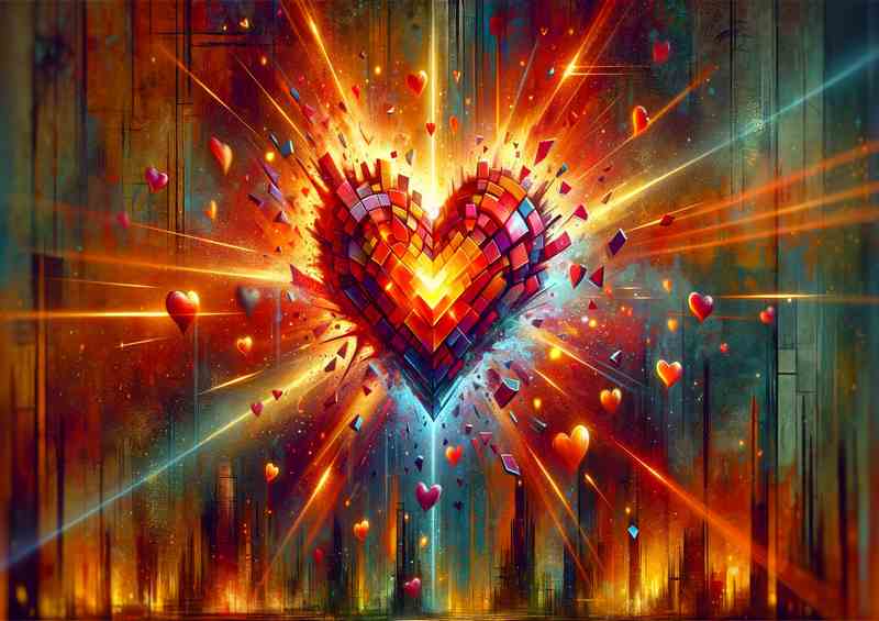 Exploding Vibrant Heart Urban Art | Di-Bond