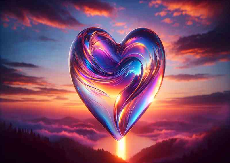Glass Heart Against Sunset Vista | Di-Bond