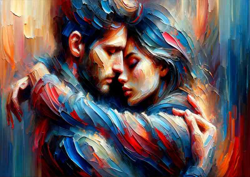 Intimate Couple Embrace Abstract Art | Canvas