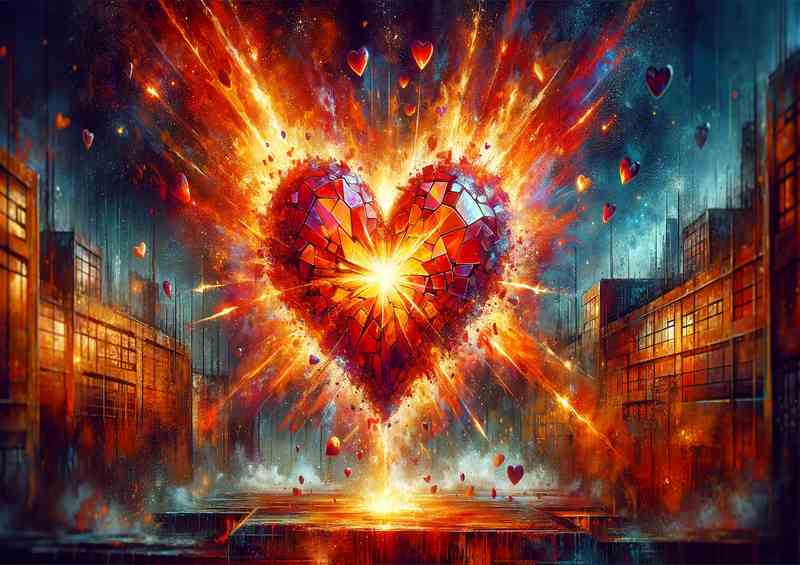 Love Exploding Vibrant Heart Urban Art | Canvas