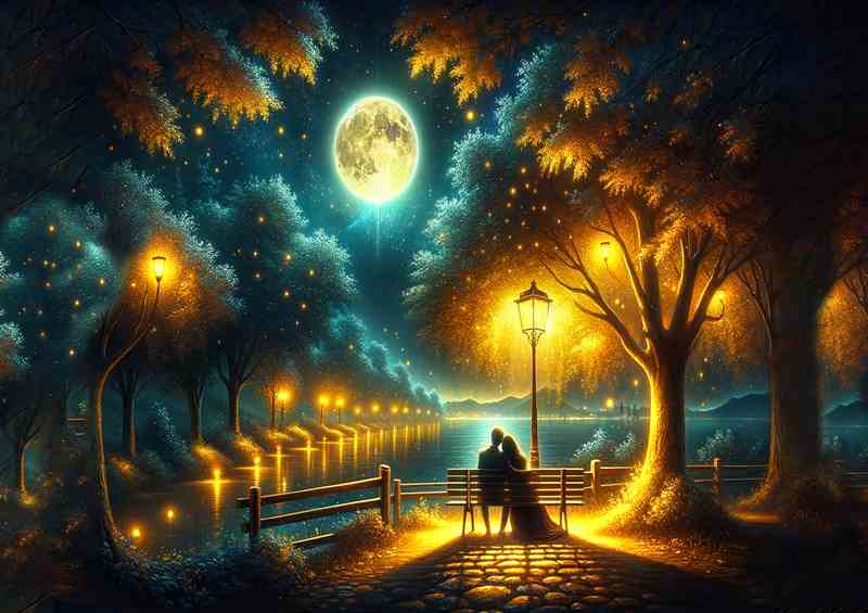 Moonlight Serenade Digital Art couple in love | Canvas