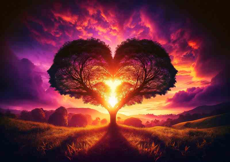 Silhouette Heart Tree Romance Scenery love | Di-Bond